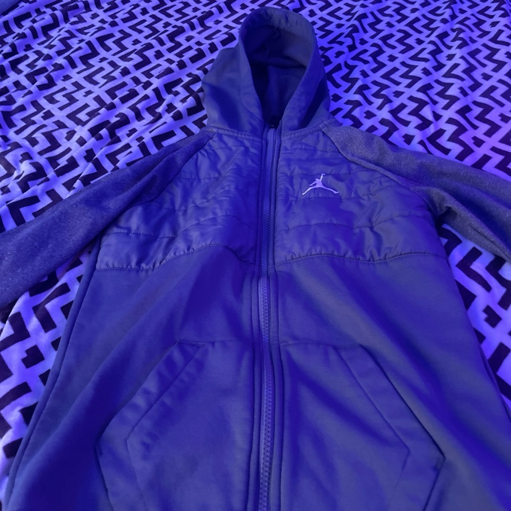 Blue Hooded Jacket with Logo